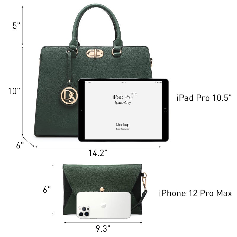 Dasein Women Handbags Purses Ladies Work Purse Satchel Tote Top Handle Shoulder Bags with Matching Clutch - Image 4